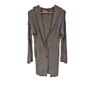 Volcom‎ Women's Charcoal Gray Knit Hooded Long Cardigan Sweater XS S